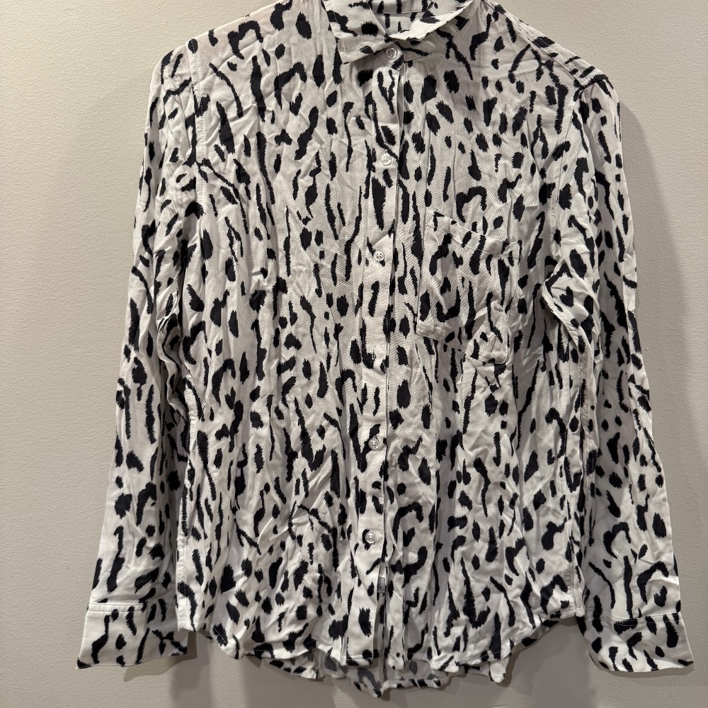 Rails White & Black Animal Print Button-Down Shirt – Size XS